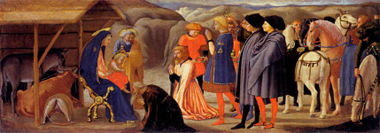 Поклонение волхвов. Часть полиптиха из церкви Кармине в Пизе. Мазаччо