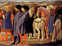 Поклонение волхвов. Фрагмент. Часть полиптиха из церкви Кармине в Пизе. Мазаччо