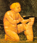 Рождество, или Берлинское тондо. Обратная сторона тондо. Фрагмент. Мазаччо